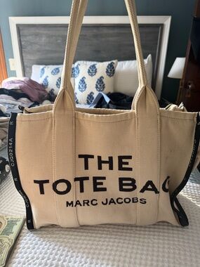 Marc Jacobs Beige Canvas 'The Tote Bag' with Black Logo